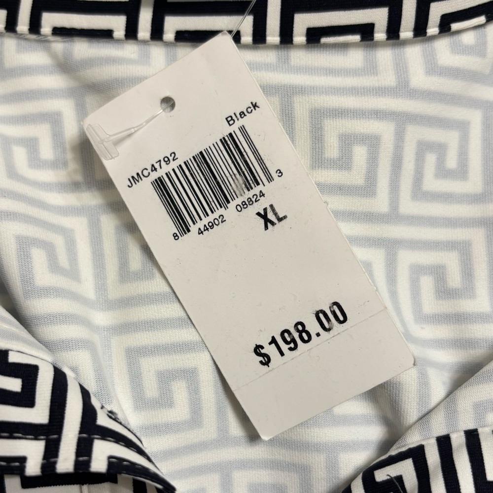 NWT Women's J. McLaughlin Belted Shirt Button Down Dress Black & White XL - Picture 7 of 8